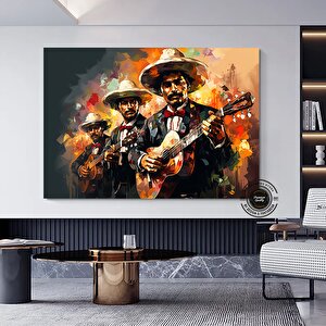 Canlı Meksikalı Müzisyen Tablosu | Mariachi Folk Sanatı | Renkli Latino Dekor 30x40 cm