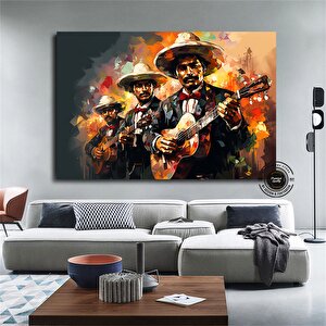 Canlı Meksikalı Müzisyen Tablosu | Mariachi Folk Sanatı | Renkli Latino Dekor