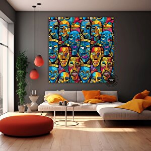 Maasai Afrika Kabile Maskesi Sanatı Kanvas | Canlı Geleneksel Maske Duvar Sanatı | Etnik Afrika Kanv