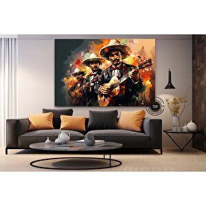 Canlı Meksikalı Müzisyen Tablosu | Mariachi Folk Sanatı | Renkli Latino Dekor