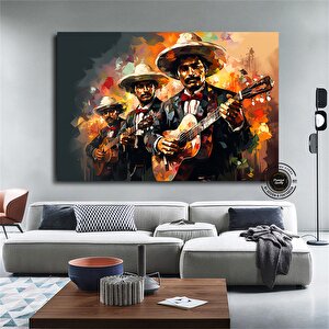 Canlı Meksikalı Müzisyen Tablosu | Mariachi Folk Sanatı | Renkli Latino Dekor