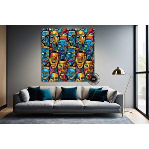 Maasai Afrika Kabile Maskesi Sanatı Kanvas | Canlı Geleneksel Maske Duvar Sanatı | Etnik Afrika Kanv