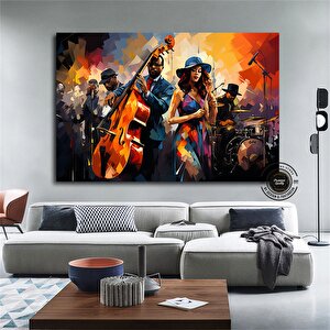 Caz Duvar Sanatı, Müzisyen Baskıları, Soyut Jazz Temalı Kanvas, Büyük Boy 60x120 cm