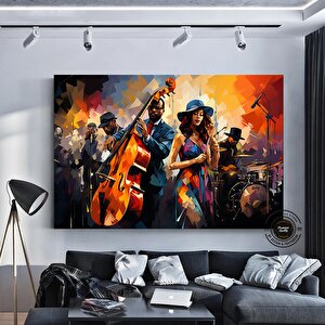 Caz Duvar Sanatı, Müzisyen Baskıları, Soyut Jazz Temalı Kanvas, Büyük Boy