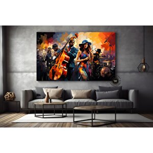 Caz Duvar Sanatı, Müzisyen Baskıları, Soyut Jazz Temalı Kanvas, Büyük Boy