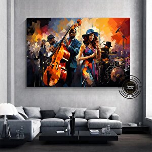 Caz Duvar Sanatı, Müzisyen Baskıları, Soyut Jazz Temalı Kanvas, Büyük Boy