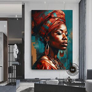 Afrikalı Kadın Etnik Kanvas 40x60 cm
