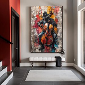 Afrika Caz Sanatı, Afrikalı Kanvas, Caz Duvar Sanatı, Siyahi Müzisyen Kanvası 80x150 cm