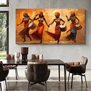 Renkli Afrikalı Kızlar Ve Müzisyenler Kanvas – Etnik Müzik Ve Dans Teması; Afrikalı Kızlar Stili