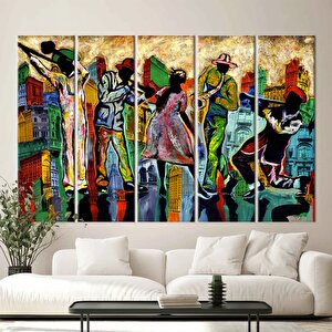 Soyut Caz Müzik Baskısı, Modern Sanat, Renkli Caz Temalı Kanvas, Müzik Odası İçin