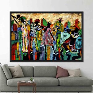 Soyut Caz Müzik Baskısı, Modern Sanat, Renkli Caz Temalı Kanvas, Müzik Odası İçin 150x250 cm