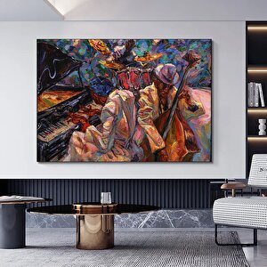 Afrika Caz Sanatı; Afrika Kanvas; Caz Duvar Sanatı; Caz Yağlı Boya Kanvas; Piyanist Duvar Sanatı; Mü 80x150 cm