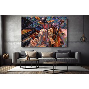 Afrika Caz Sanatı; Afrika Kanvas; Caz Duvar Sanatı; Caz Yağlı Boya Kanvas; Piyanist Duvar Sanatı; Mü