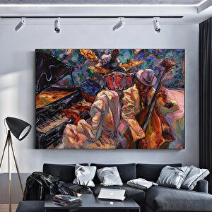 Afrika Caz Sanatı; Afrika Kanvas; Caz Duvar Sanatı; Caz Yağlı Boya Kanvas; Piyanist Duvar Sanatı; Mü