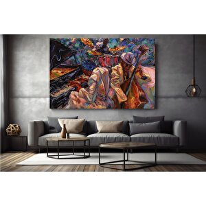 Afrika Caz Sanatı; Afrika Kanvas; Caz Duvar Sanatı; Caz Yağlı Boya Kanvas; Piyanist Duvar Sanatı; Mü