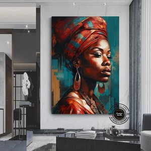 Afrikalı Kadın Etnik Kanvas 80x120 cm