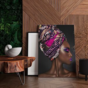 Modern Afrikalı Kadın Kanvas Tablosu; Oturma Odası Dekoru; Etnik Kadın Sanatı 50x70 cm