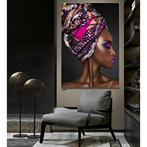 Modern Afrikalı Kadın Kanvas Tablosu; Oturma Odası Dekoru; Etnik Kadın Sanatı