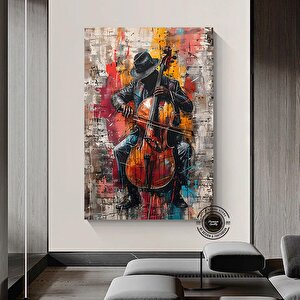 Afrika Caz Sanatı, Afrikalı Kanvas, Caz Duvar Sanatı, Siyahi Müzisyen Kanvası 140x200 cm