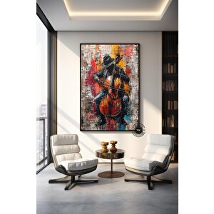 Afrika Caz Sanatı, Afrikalı Kanvas, Caz Duvar Sanatı, Siyahi Müzisyen Kanvası 140x200 cm