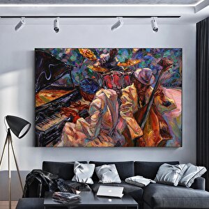 Afrika Caz Sanatı; Afrika Kanvas; Caz Duvar Sanatı; Caz Yağlı Boya Kanvas; Piyanist Duvar Sanatı; Mü