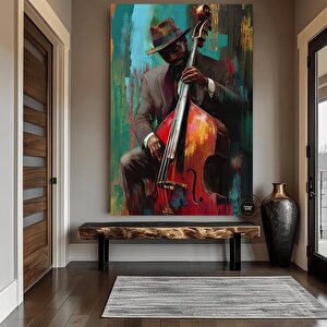 Afrika Caz Sanatı, Renkli Caz Grubu Ile Afro-amerikan Müzisyen Kanvası