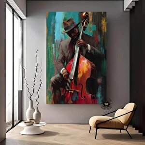 Afrika Caz Sanatı, Renkli Caz Grubu Ile Afro-amerikan Müzisyen Kanvası