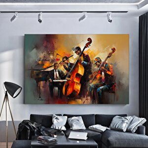 Caz Piyanisti Kanvas Tablosu, Müzik Tabloları, Yağlı Boya Kanvas, Caz, Orkestra, Blues, Saksafon