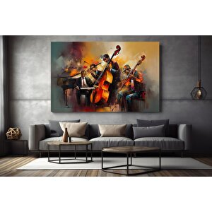 Caz Piyanisti Kanvas Tablosu, Müzik Tabloları, Yağlı Boya Kanvas, Caz, Orkestra, Blues, Saksafon