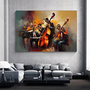 Caz Piyanisti Kanvas Tablosu, Müzik Tabloları, Yağlı Boya Kanvas, Caz, Orkestra, Blues, Saksafon