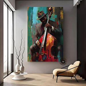 Afrika Caz Sanatı, Renkli Caz Grubu Ile Afro-amerikan Müzisyen Kanvası