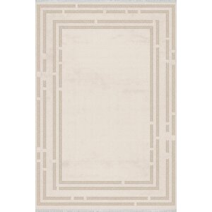 Pamuk Dokuma Taban Halı – Krem – Geometric Desen, Makinede Yıkanabilir, Kolay Temizlenebilir, Toz Ve Tüy Tutmaz, Kaymaz, Evcil Hayvan Dostu 150x240 cm