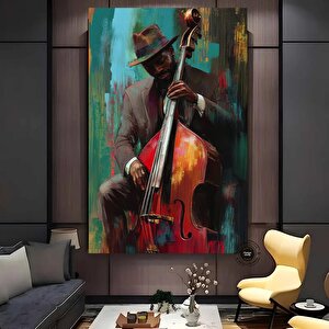 Afrika Caz Sanatı, Renkli Caz Grubu Ile Afro-amerikan Müzisyen Kanvası