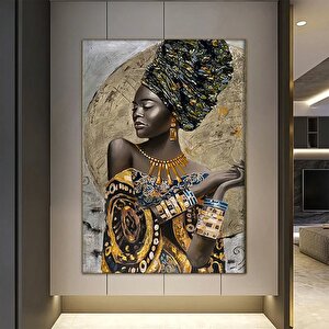 Etnik Kanvas Sanatı; Kadın Duvar Sanatı; Kanvas Duvar Sanatı; Etnik Kadın Duvar Sanatı; Afrika Kadın 90x150 cm
