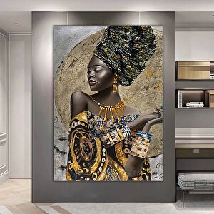 Etnik Kanvas Sanatı; Kadın Duvar Sanatı; Kanvas Duvar Sanatı; Etnik Kadın Duvar Sanatı; Afrika Kadın 90x150 cm