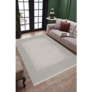 Pamuk Dokuma Taban Halı – Siyah; Beyaz – Geometric Desen, Makinede Yıkanabilir, Kolay Temizlenebilir, Toz Ve Tüy Tutmaz, Kaymaz, Evcil Hayvan Dostu 120x270 cm
