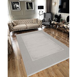 Pamuk Dokuma Taban Halı – Siyah; Beyaz – Geometric Desen, Makinede Yıkanabilir, Kolay Temizlenebilir, Toz Ve Tüy Tutmaz, Kaymaz, Evcil Hayvan Dostu 80x150 cm