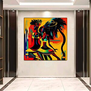 Etnik Soyut Kanvas; Üç Afrikalı Kadın Tablosu