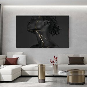 Siyah Kadın Kanvas Sanatı; Etnik Altın Baskı