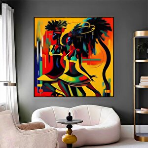 Etnik Soyut Kanvas; Üç Afrikalı Kadın Tablosu