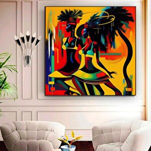 Etnik Soyut Kanvas; Üç Afrikalı Kadın Tablosu