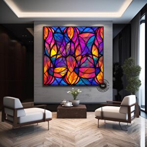 Temperlenmiş Kanvas Sanatı; Renkli Soyut Duvar Sanatı; Cam Mozaik Dekor; Temperlenmiş 60x60 cm