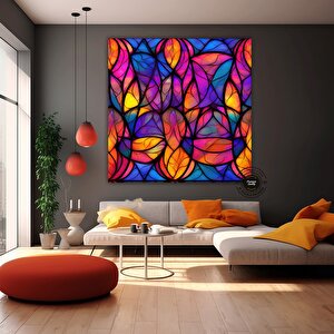 Temperlenmiş Kanvas Sanatı; Renkli Soyut Duvar Sanatı; Cam Mozaik Dekor; Temperlenmiş 100x100 cm