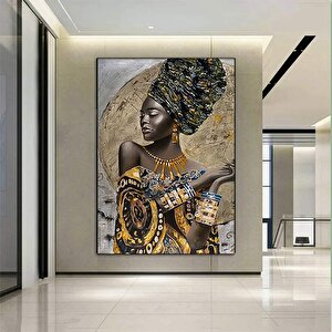Etnik Kanvas Sanatı; Kadın Duvar Sanatı; Kanvas Duvar Sanatı; Etnik Kadın Duvar Sanatı; Afrika Kadın 80x120 cm