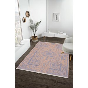 Yıkanabilir Salon Halısı – Lacivert; Bej; Gri – Damask Desen, Makinede Yıkanabilir, Kolay Temizlenebilir, Toz Ve Tüy Tutmaz, Kaymaz, Evcil Hayvan Dostu