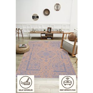 Yıkanabilir Salon Halısı – Lacivert; Bej; Gri – Damask Desen, Makinede Yıkanabilir, Kolay Temizlenebilir, Toz Ve Tüy Tutmaz, Kaymaz, Evcil Hayvan Dostu
