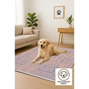 Yıkanabilir Salon Halısı – Lacivert; Bej; Gri – Damask Desen, Makinede Yıkanabilir, Kolay Temizlenebilir, Toz Ve Tüy Tutmaz, Kaymaz, Evcil Hayvan Dostu