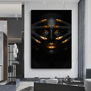 Modern Afrikalı Kadın Kanvas Tablo; Oturma Odası Dekoru; Etnik Kadın Sanatı; Afrikalı Kadın Baskısı 90x150 cm