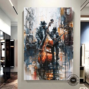 Afrika Caz Sanatı, Afrika Kanvas Tablosu, Caz Duvar Sanatı, Siyah Müzisyen Erkek Kanvası