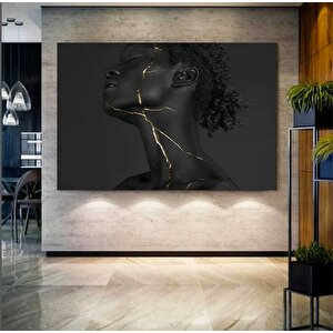 Siyah Kadın Kanvas Sanatı; Etnik Altın Baskı